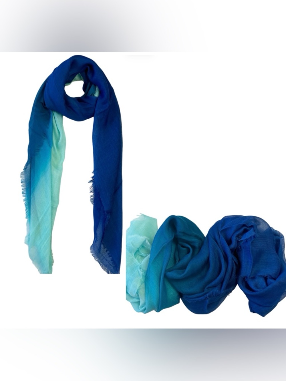 NWOT | Blue Pacific | Cashmere & Silk | Ombré Blue & Green Scarf / Wrap / Shawl